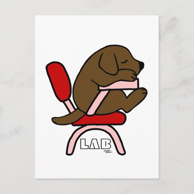 Chocolate Labrador Student 2 Tecknad Vykort (Framsida)