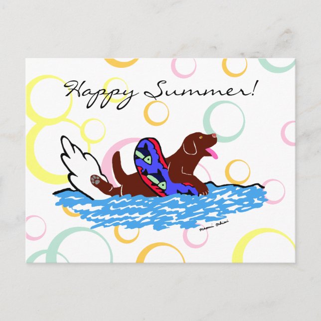 Chocolate Labrador Swimming Vykort (Framsida)
