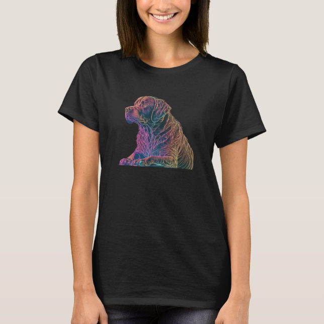 Chocolate Labrador Synthwave 80s Retrowave Aesthet T Shirt (Framsida)