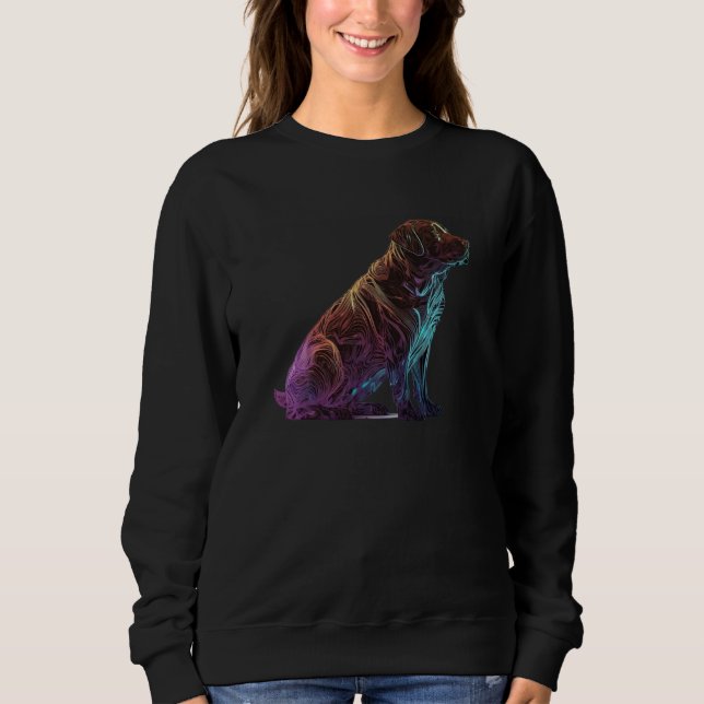 Chocolate Labrador Synthwave 80s Retrowave Aesthet T Shirt (Framsida)