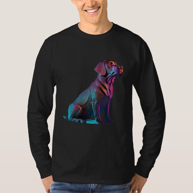 Chocolate Labrador Synthwave 80s Retrowave Aesthet T Shirt (Framsida)