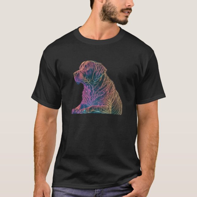 Chocolate Labrador Synthwave 80s Retrowave Aesthet T Shirt (Framsida)