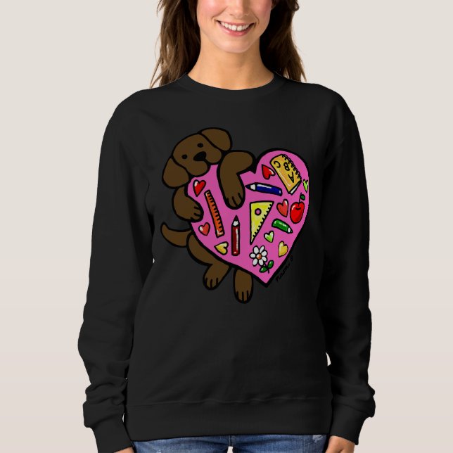 Chocolate Labrador Teacher S Heart T Shirt (Framsida)