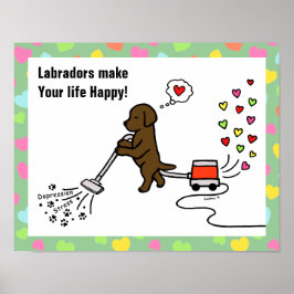 Chocolate Labrador-Tecknad Poster