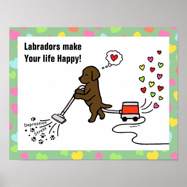 Chocolate Labrador-Tecknad Poster (Framsidan)