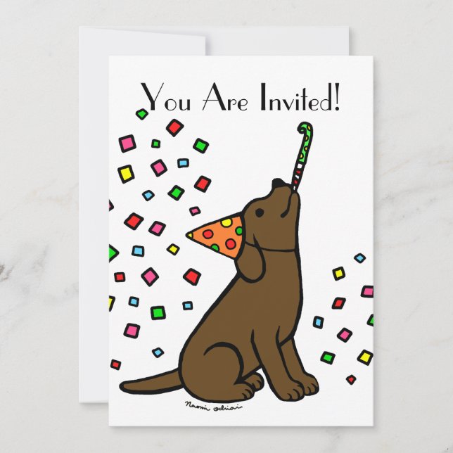 Chocolate Labrador-Tecknaden från födelsedagen Inbjudningar (Framsida)