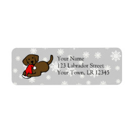 Chocolate Labrador-Tecknaden Jul Returadress Etikett