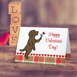 Chocolate Labrador Tiny Heart Flower Valentine Helgkort