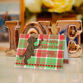 Chocolate Labrador Tiny Heart Flower Valentine Helgkort