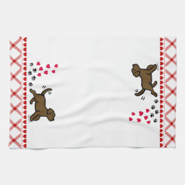Chocolate Labrador Trotting Kitchen Towel Kökshandduk