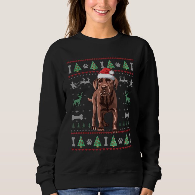 Chocolate Labrador Ugly jul Sweater Puppy Do T Shirt (Framsida)