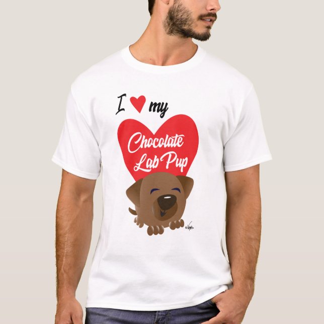 Chocolate Labrador Valp T-Shirt (Framsida)