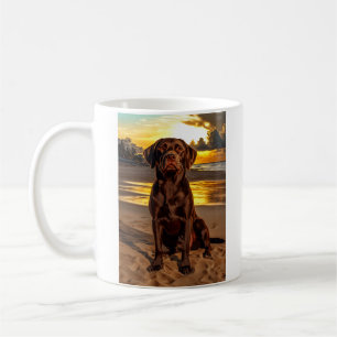 Chocolate Labrador vid Sunset Kaffemugg