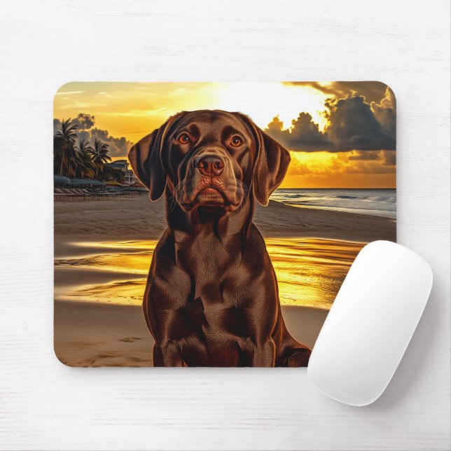 Chocolate Labrador vid Sunset Musmatta (Med mus)