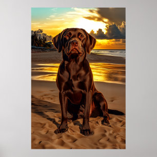 Chocolate Labrador vid Sunset Poster