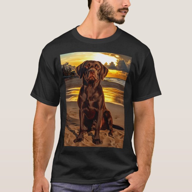 Chocolate Labrador vid Sunset T Shirt (Framsida)
