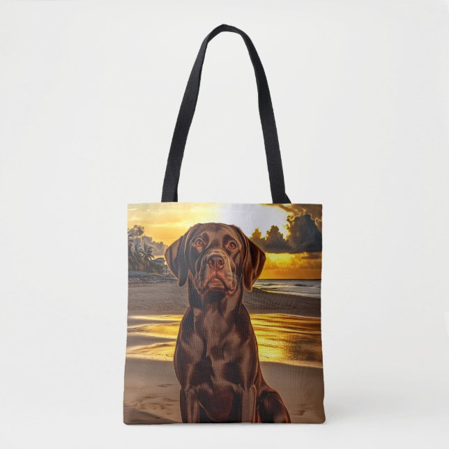 Chocolate Labrador vid Sunset Tygkasse (Framsida)