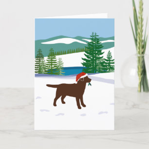 Chocolate Labrador - Vintervy för jul Helgkort