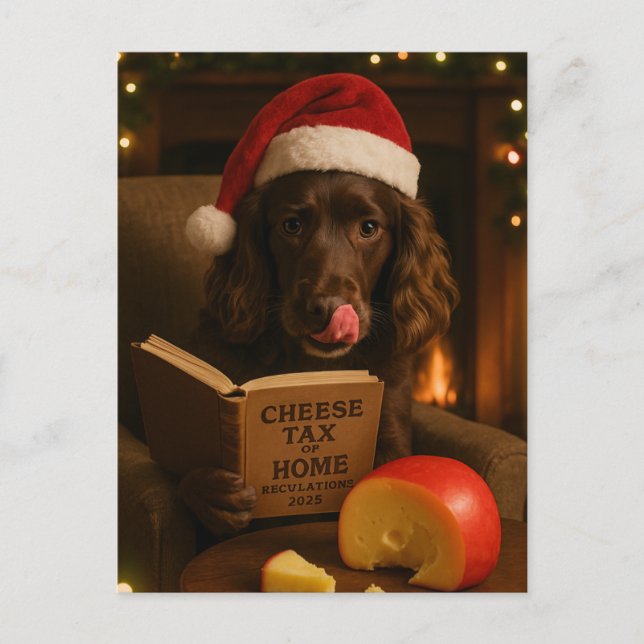 Chocolate /liver cocker spaniel Christmas postcard Vykort (Framsida)