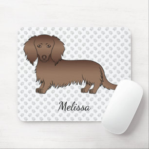 Chocolate Long Hair Dachshund Tecknad hund & Namn Musmatta