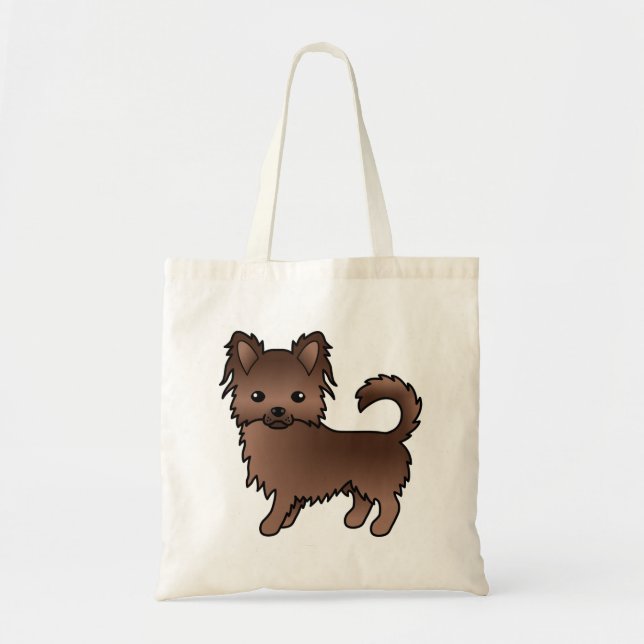 Chocolate Long Jacka Chihuahua Cute Tecknad hund Tygkasse (Framsidan)