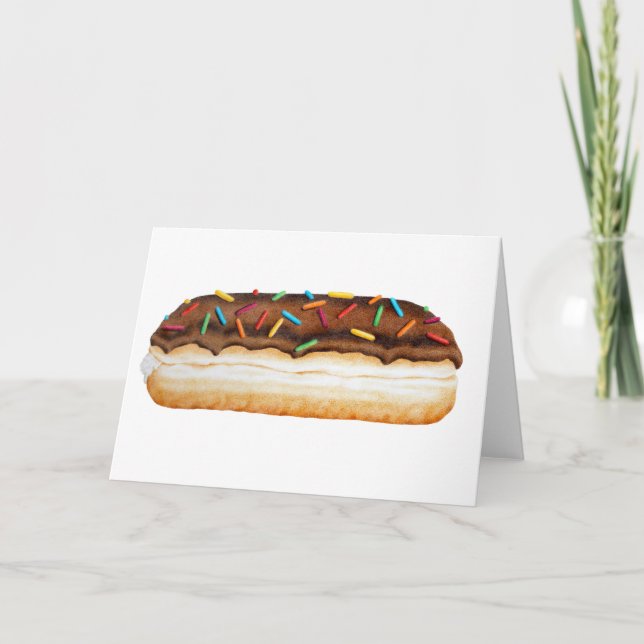 Chocolate Long John Donut med Sprinkles Card Kort (Framsida)