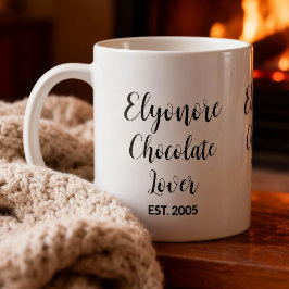 Chocolate Lover Black Script Personalized Name Est Kaffemugg