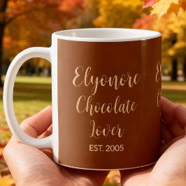 Chocolate Lover Cream Script Personalized Name Est Kaffemugg