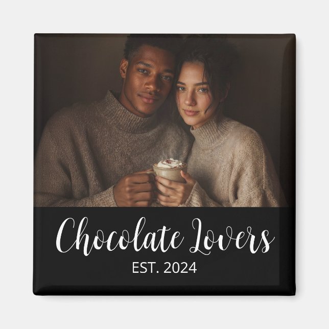 Chocolate Lovers Couple Established Photo Gift Magnet (Framsidan)