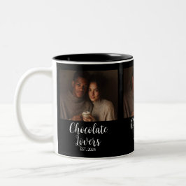 Chocolate Lovers Couple Established Photo Gift Två-Tonad Mugg