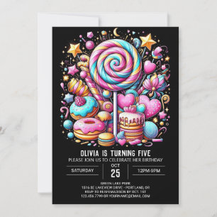 Chocolate Lycklig Candyland Digital Birthday Inbjudningar