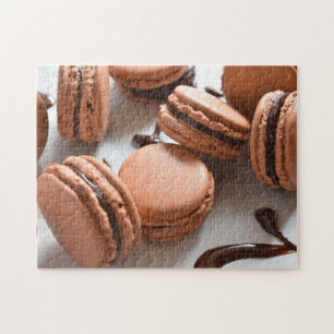 Chocolate Macaron Cookies Fransk Pastry Food Pussel