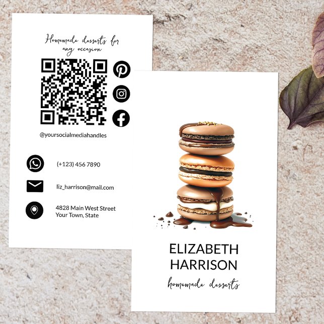 Chocolate Macarons Homemade Desserts Pastry Chef Visitkort (Skapare uppladdad)