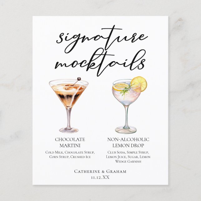 Chocolate Martini Lemon Drop Dessert Mocktail Menu (Framsida)