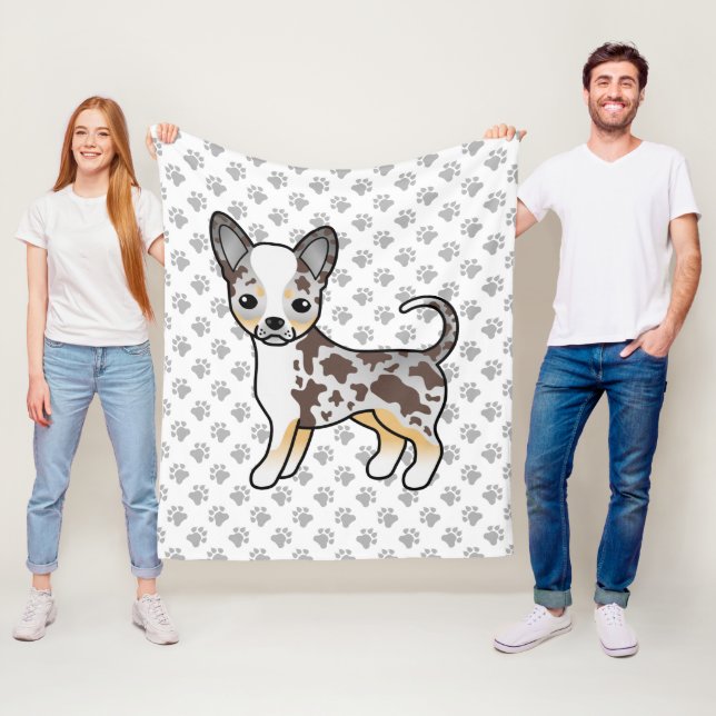 Chocolate Merle Smooth Jackar Chihuahua Hund & Tas Fleecefilt (På plats)