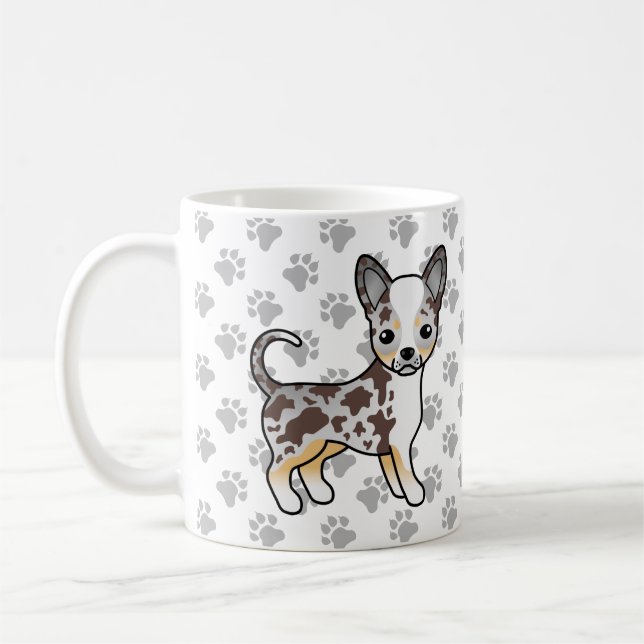 Chocolate Merle Smooth Jackar Chihuahua Hund & Tas Kaffemugg (Vänster)