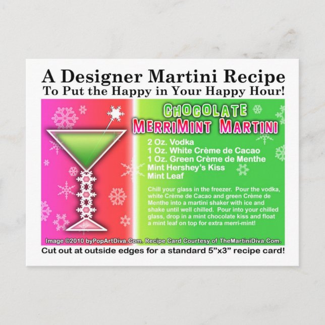 Chocolate MerriMint jul Martini Recipe Postc Vykort (Framsida)