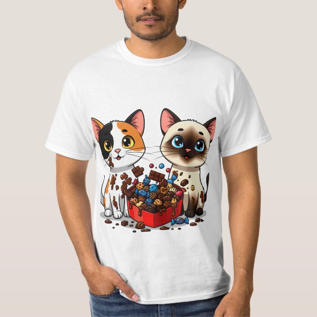 Chocolate Mess Cats T Shirt (Framsida)