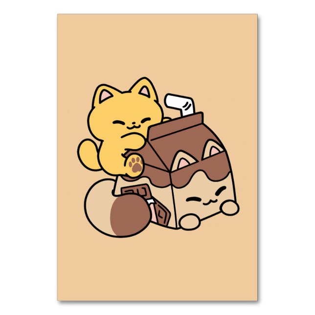 Chocolate Milk Sipping on Bliss – Kawaii Cat Food  Bordsnummer (Framsidan)