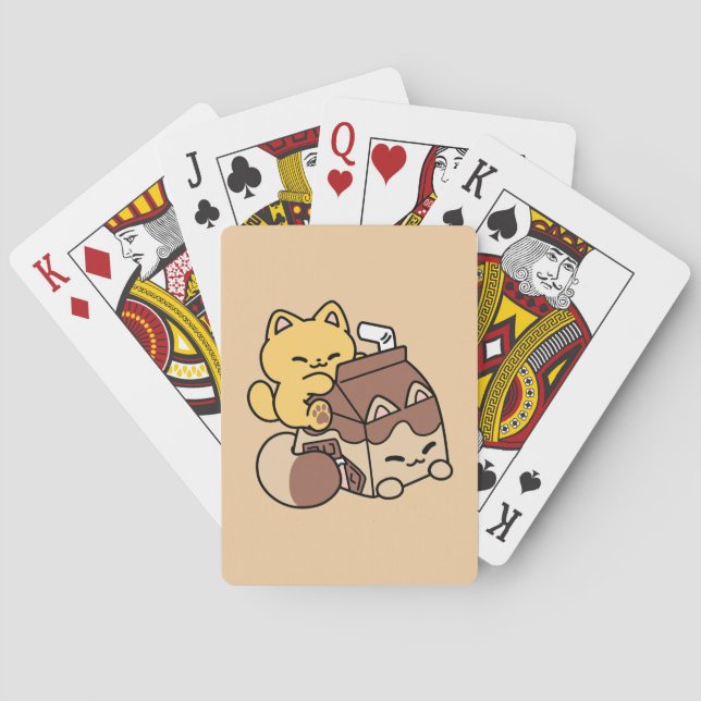 Chocolate Milk Sipping on Bliss – Kawaii Cat Food  Casinokort (Baksidan)