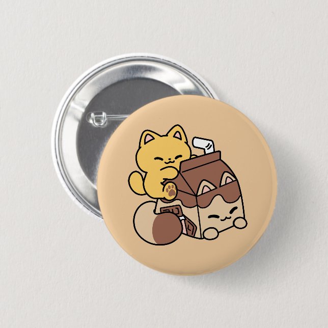 Chocolate Milk Sipping on Bliss – Kawaii Cat Food  Knapp (Framsida & baksida)