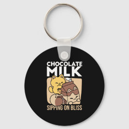 Chocolate Milk Sipping on Bliss – Kawaii Cat Food  Nyckelring