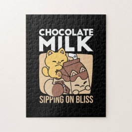 Chocolate Milk Sipping on Bliss – Kawaii Cat Food  Pussel