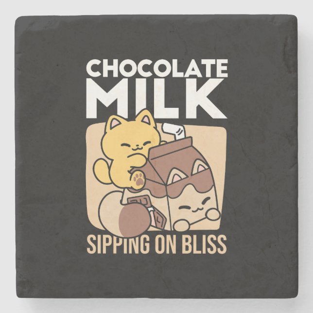 Chocolate Milk Sipping on Bliss – Kawaii Cat Food  Stenunderlägg (Framsidan)