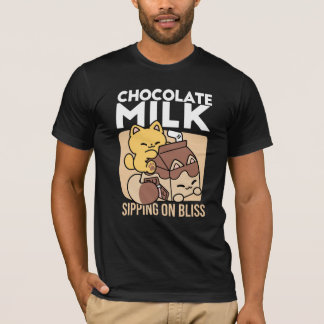 Chocolate Milk Sipping on Bliss – Kawaii Cat Food  T Shirt