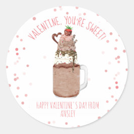 Chocolate Milkshake Classroom Valentine Photo Runt Klistermärke