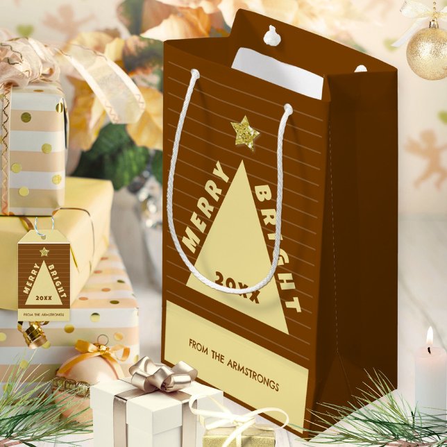 Chocolate Minimalist Christmas Tree Name (Chocolate Minimalist Christmas Tree Name Small Gift Bag ©Susanne Sachers - Sunny Mind 🌞)