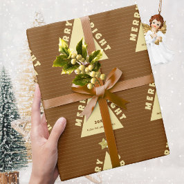 Chocolate Minimalist Christmas Tree Pattern Presentpapper