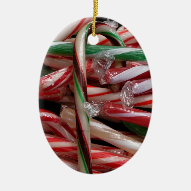Chocolate Mint-Polkagrisar Helgdag Festive Julgransprydnad Keramik (Framsidan)