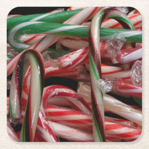Chocolate Mint-Polkagrisar Helgdag Festive Underlägg Papper Kvadrat
